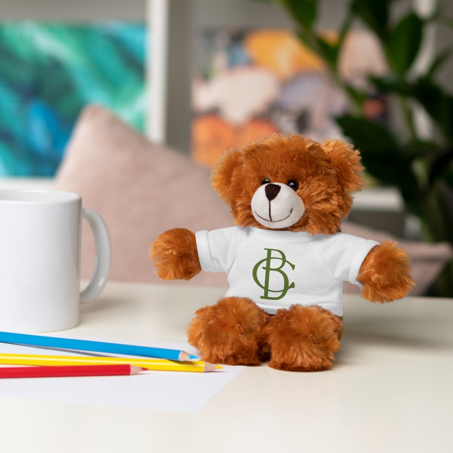 Stuffed Animals with White Tee and Green BC Logo