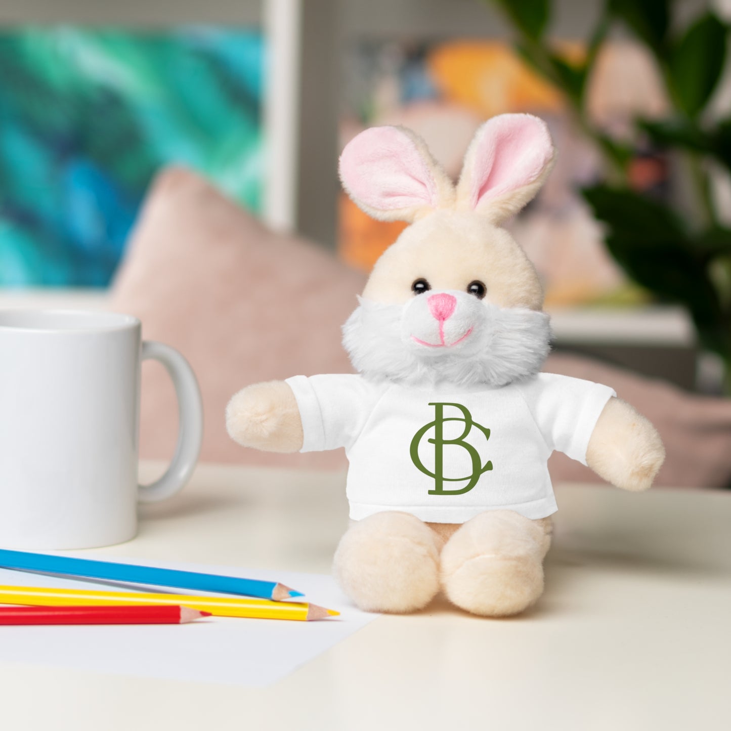 Stuffed Animals with White Tee and Green BC Logo