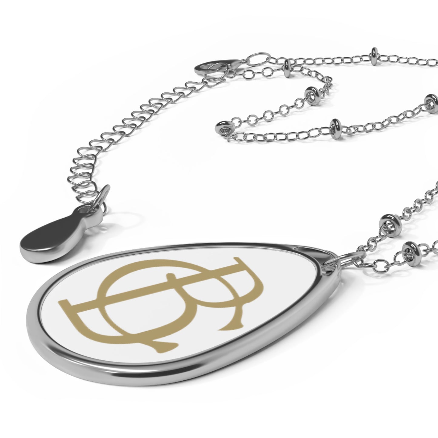 Oval Necklace - Gold Logo on White