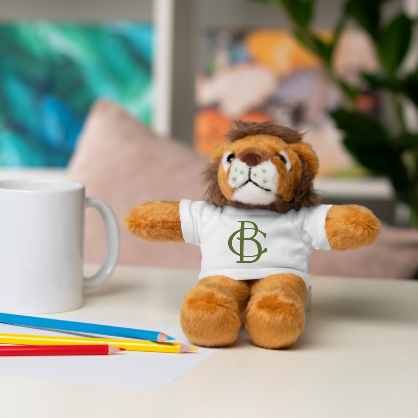 Stuffed Animals with White Tee and Green BC Logo